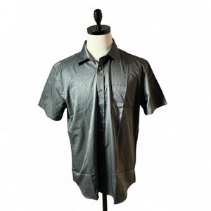 Flex Design‎ In Italy Short Sleeve Shirt Men's Dress Shirt Gray Party Button Up